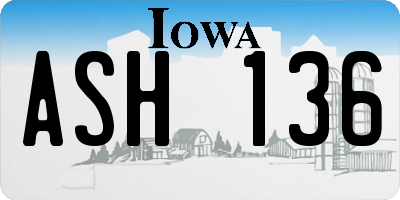 IA license plate ASH136