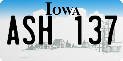 IA license plate ASH137
