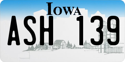 IA license plate ASH139