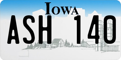 IA license plate ASH140