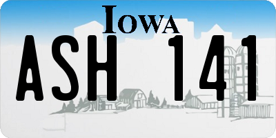 IA license plate ASH141