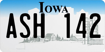 IA license plate ASH142