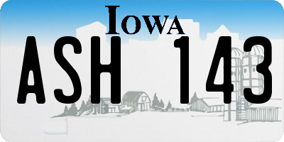 IA license plate ASH143