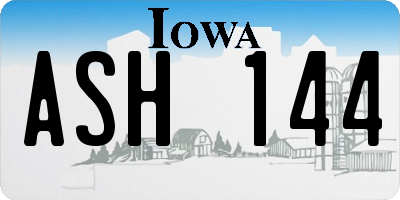 IA license plate ASH144