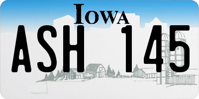 IA license plate ASH145