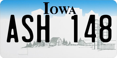 IA license plate ASH148