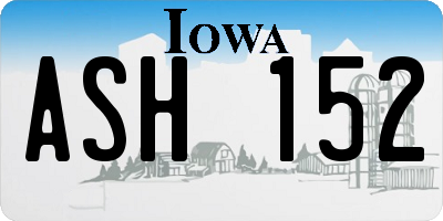 IA license plate ASH152