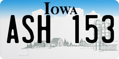 IA license plate ASH153