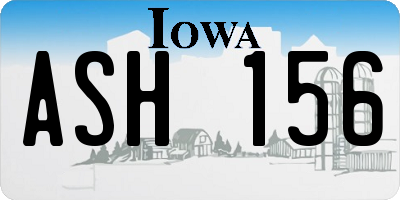 IA license plate ASH156