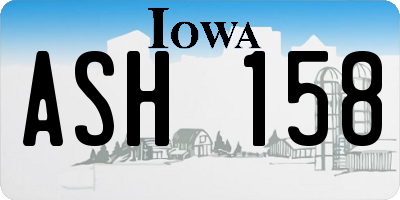 IA license plate ASH158