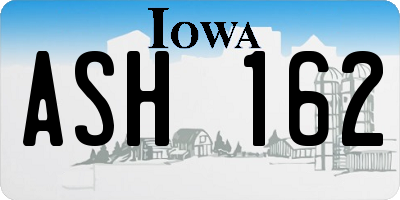 IA license plate ASH162