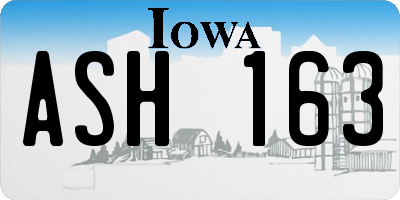 IA license plate ASH163