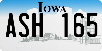 IA license plate ASH165