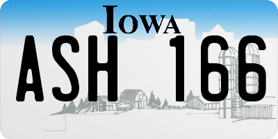 IA license plate ASH166