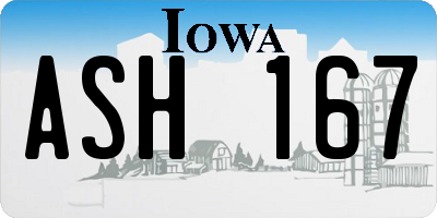 IA license plate ASH167