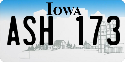 IA license plate ASH173
