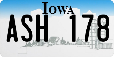 IA license plate ASH178