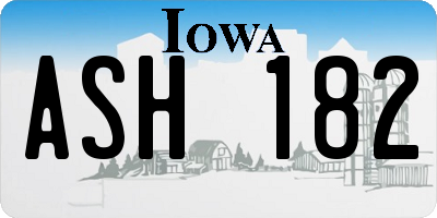 IA license plate ASH182