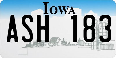 IA license plate ASH183