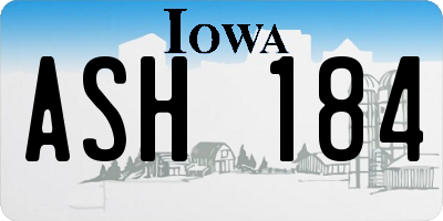 IA license plate ASH184