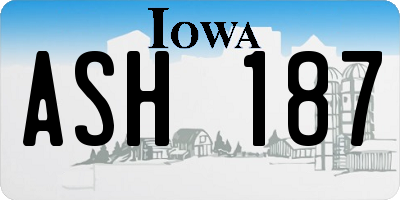 IA license plate ASH187