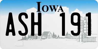 IA license plate ASH191