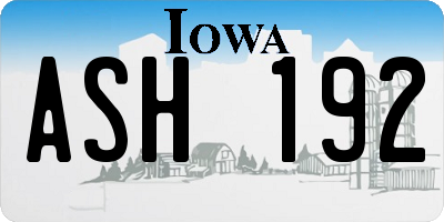 IA license plate ASH192