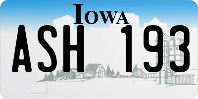 IA license plate ASH193