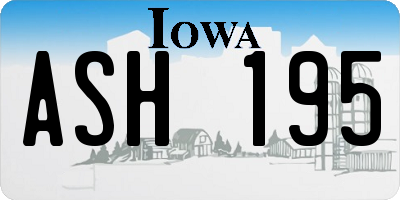 IA license plate ASH195