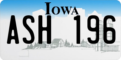 IA license plate ASH196