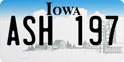 IA license plate ASH197