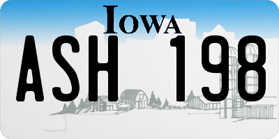 IA license plate ASH198