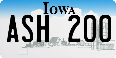 IA license plate ASH200