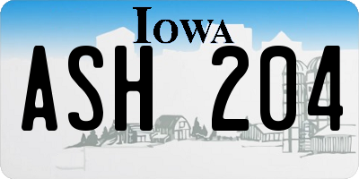 IA license plate ASH204