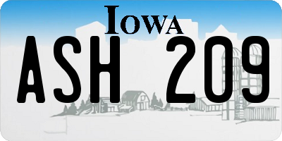 IA license plate ASH209