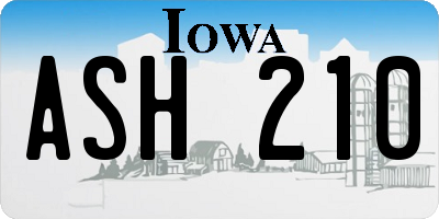 IA license plate ASH210