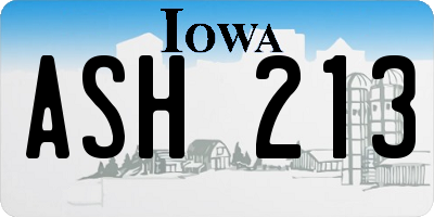 IA license plate ASH213