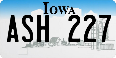 IA license plate ASH227