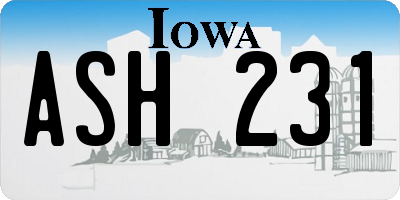 IA license plate ASH231