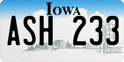 IA license plate ASH233