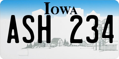 IA license plate ASH234