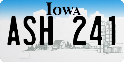 IA license plate ASH241