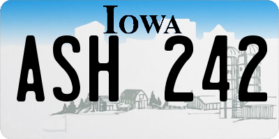 IA license plate ASH242