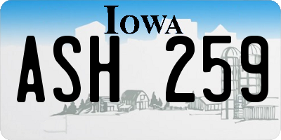 IA license plate ASH259