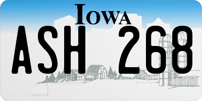 IA license plate ASH268