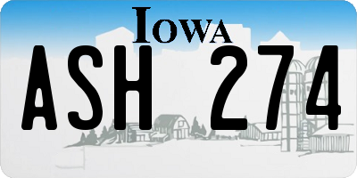 IA license plate ASH274