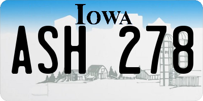 IA license plate ASH278