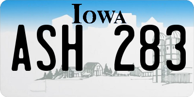 IA license plate ASH283