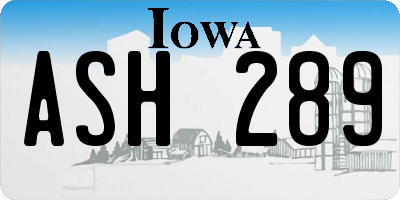 IA license plate ASH289