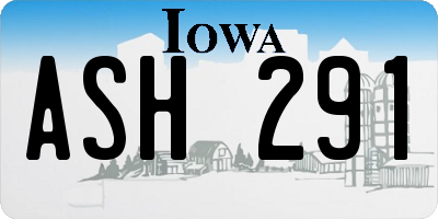 IA license plate ASH291